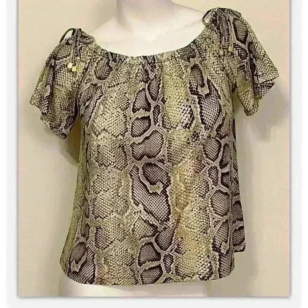 MK on/off shoulder snake print top